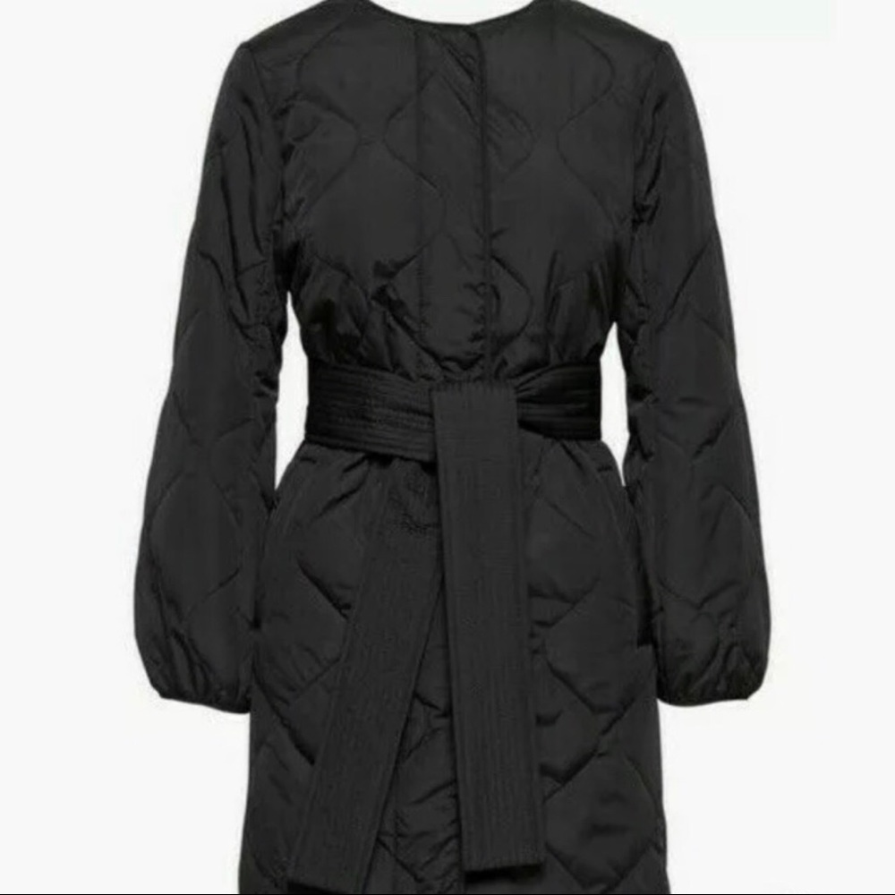 Banana Republic Black Quilted Belted Jacket